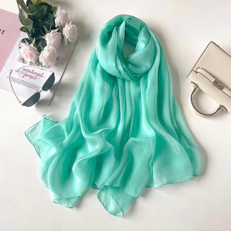 Solid Color Headscarf Silk Scarf Thin Large Scarf Travel Sun Protection Decorative Shawl Linen Plain Scarf Versatile