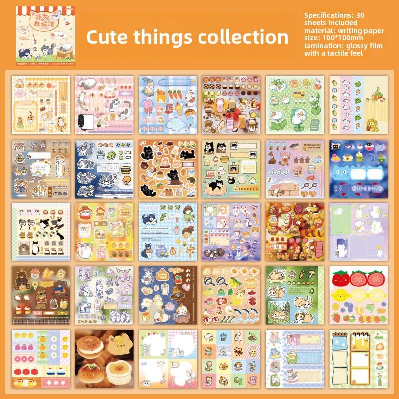 30 sheets per pack sticker book cute creature collection animal and character theme journaling DIY scene decoration collage