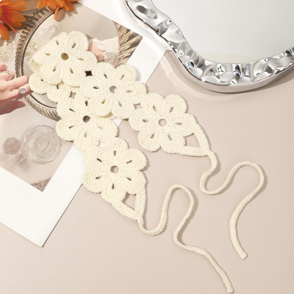 French Crochet Flower Hair Band Retro Women Hair Scarf Knitted Headband  Girl Hair Accessories