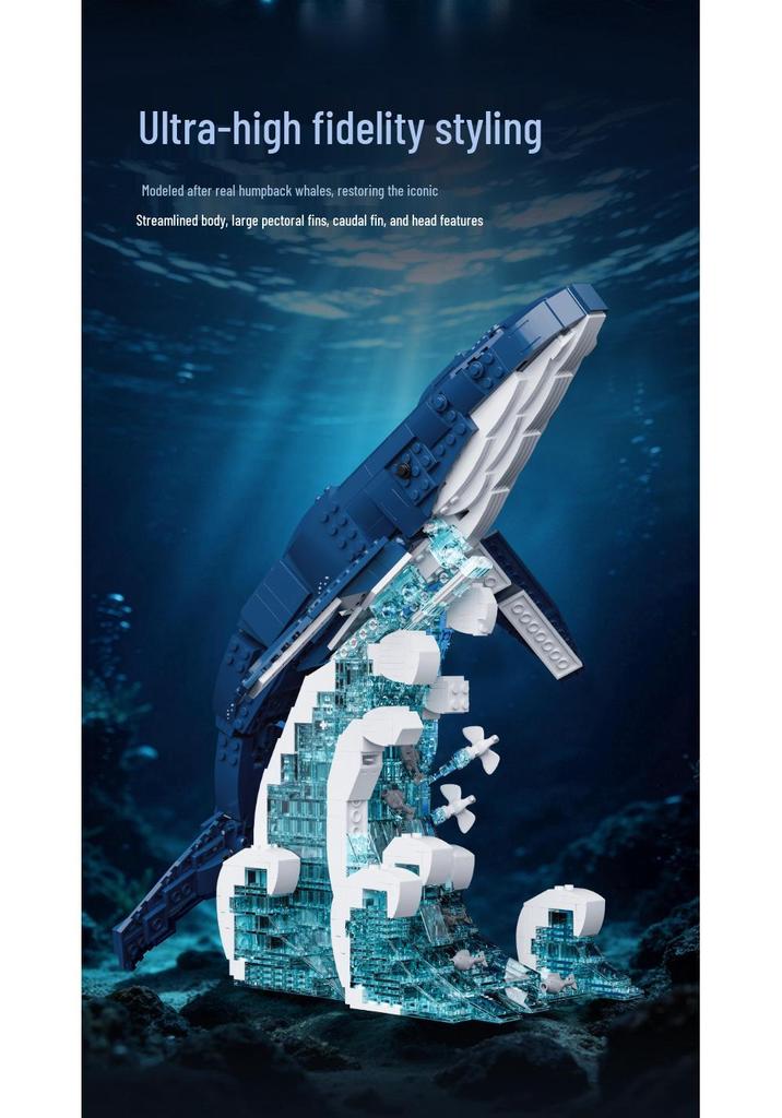 Jie Xing 66197 Blue Whale Model - Children's DIY Educational Building Blocks Toy