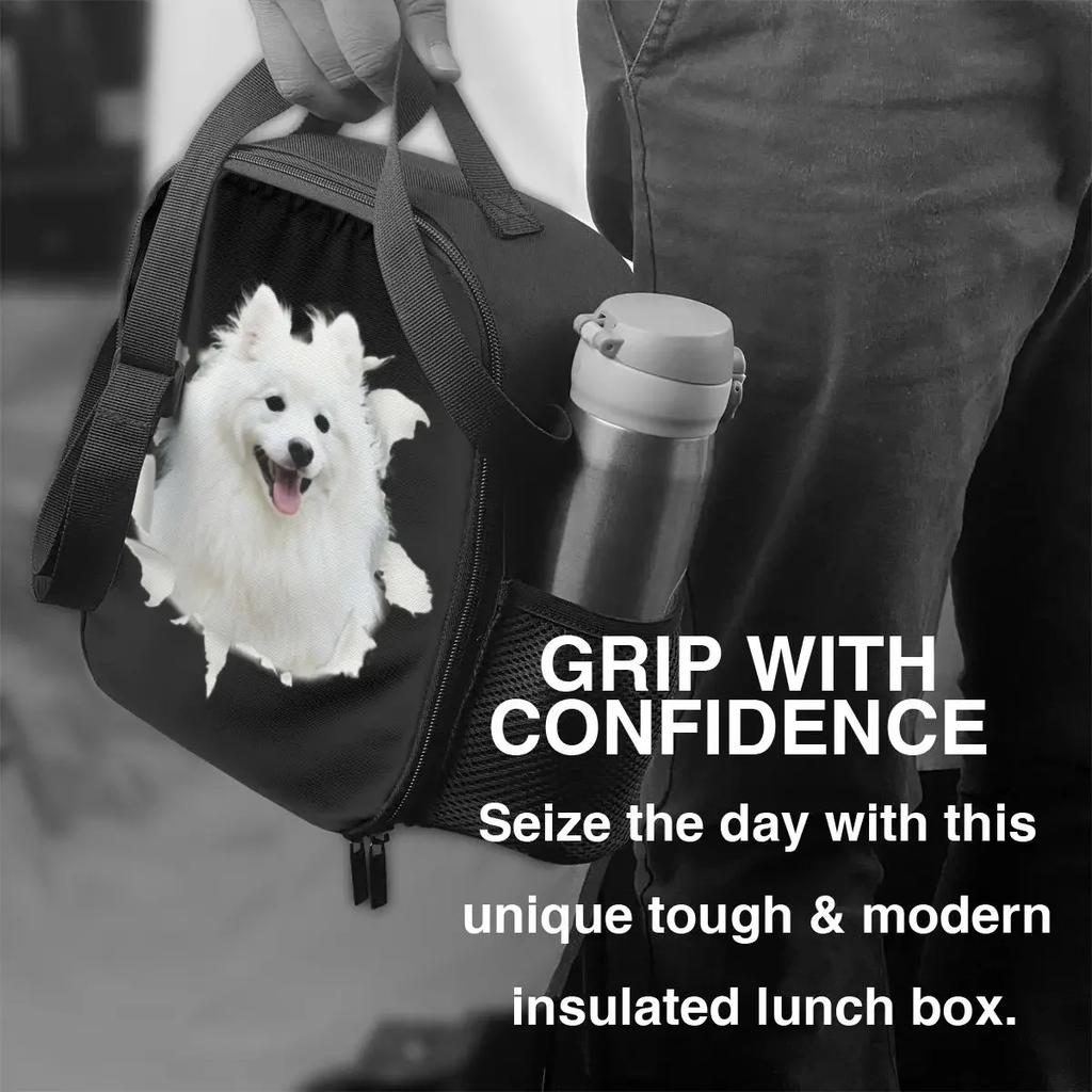 Japanese Spitz Dog Insulated Lunch Bag for Work School Pet Puppy Waterproof Cooler Thermal Bento Box Women Kids