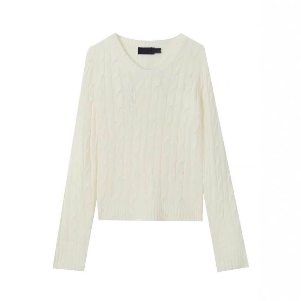 Ralph Embroidered Horse Logo Slim Fit Cable Knit Cotton V-Neck Sweater