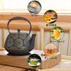 Cast Iron Teapot (1200ml Large Capacity) with Infuser, for Stovetop Use, Sakura Design, Enamel Coated Silicone Handle