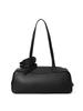Women's Genuine Leather Duffel Bag Black Handbag with Zipper Closure – Minimalist Shoulder Bag for Work & Travel