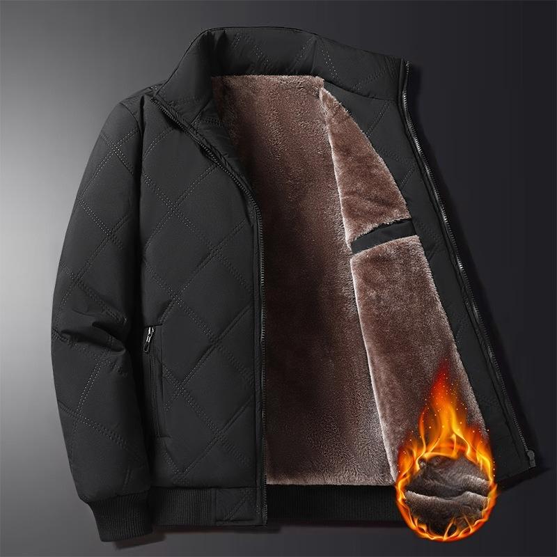 Men's Winter Lightweight Bomber Quilted Jackets Casual Windbreakers Thicken Full Zip Up Windproof Work Coats for Men Warm Fleece Lined Parka Jacket