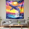 Colorful Whale Jumping in Sunset Ocean Patterned tapestry for bedroom and living room home decor