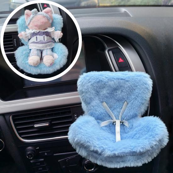 Autosedačka pro panenku s klipem do mřížky ventilace auta, design bezpečnostního pásu, měkké polstrování, dekorace do auta pro panenku, auto doplněk