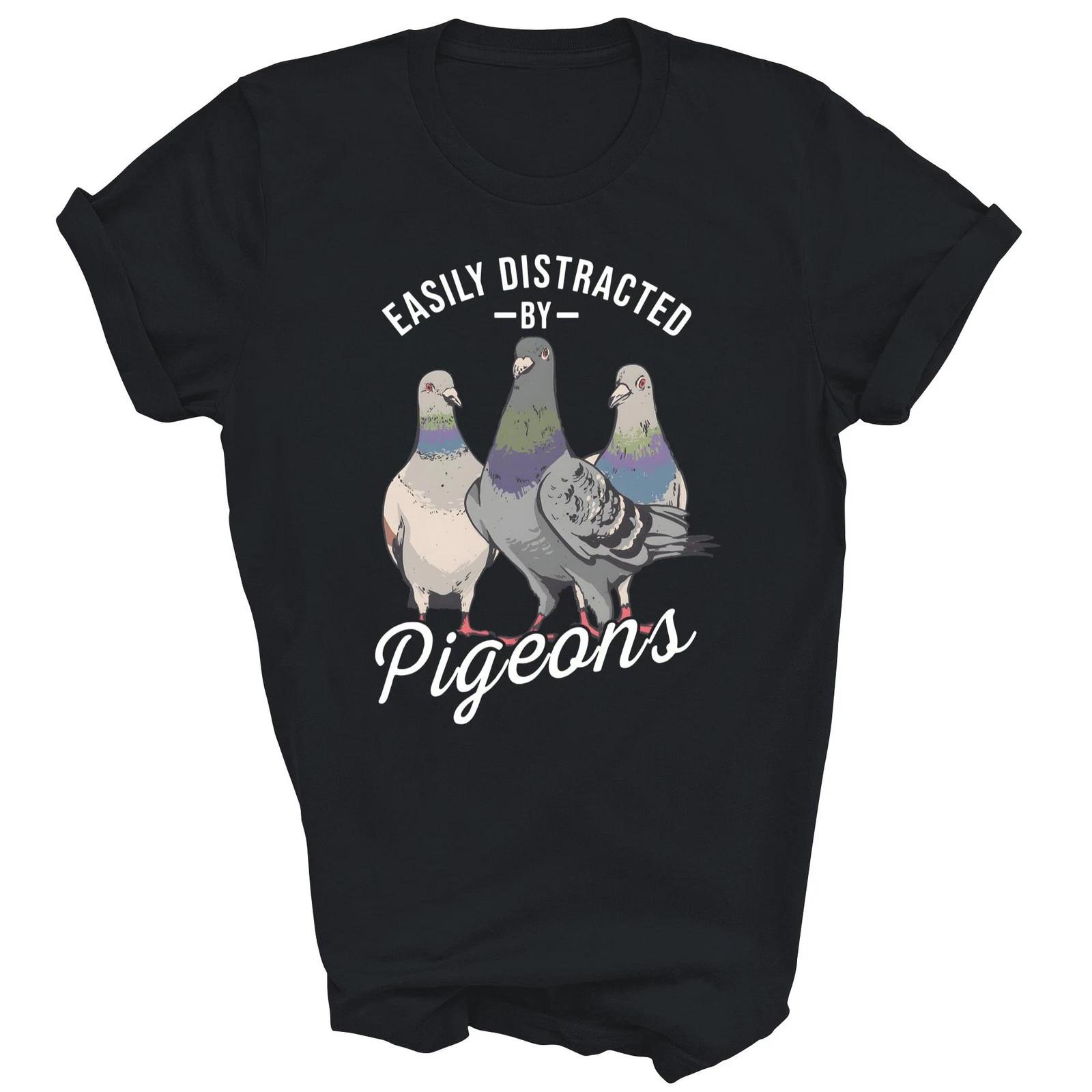 

Men s Vintage T Shirt Easily Distracted By Pigeons Pigeon Lover Meme Women Streetwear Cotton Oversized Tee Unisex Top All-season S разноцветный