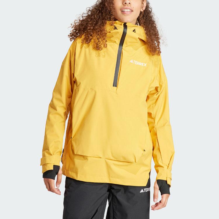 Adidas Xperior 2L Lined Rain.Rdy Anorak Logo Outdoorové sporty Větruodolný Vodotěsný S kapucí 2L Lyžařská bunda Dámské bundy Slunečně žlutá IB1073