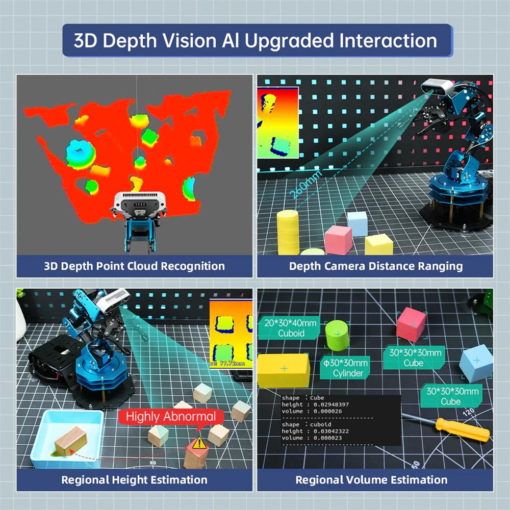Hiwonder Armpi Ultra Ros2 3D Vision Robot Arm With Multimodal Ai Models, Ai Voice Interaction,Tracking Sorting