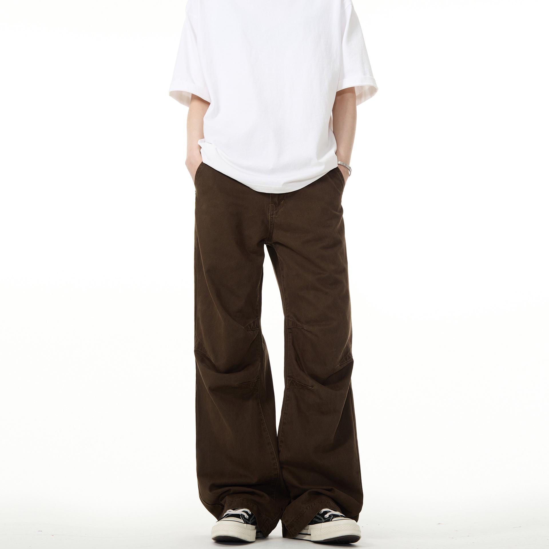 

Унисекс Американский Ретро Клинфит Плиссированные Рабочие Джинсы - Новый Свободный Повседневный Крой Medium коричневый