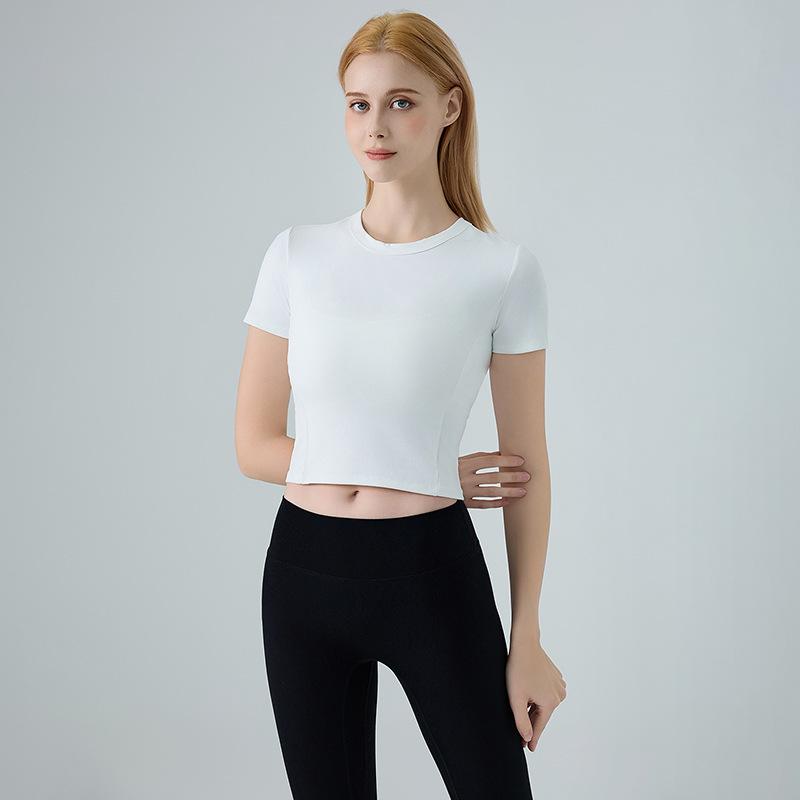 Spring Summer Women's Quick-Dry Short Sleeve Round Neck Yoga & Fitness Top