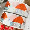 1/5Rolls Merry Christmas Stickers Red Santa Hat Decal Christmas Theme Seal Labels Stickers Package Envelope Decorative Supplies