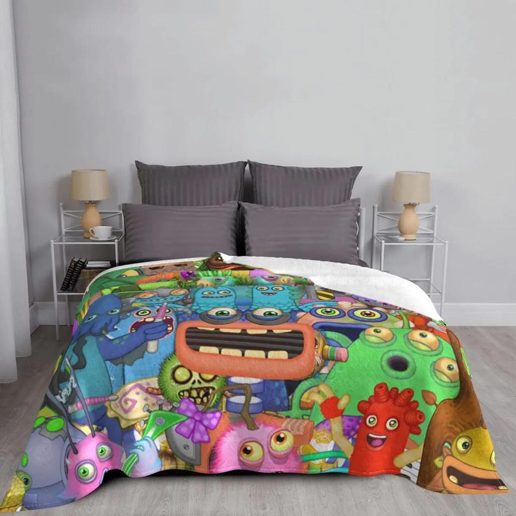 My Singing Monsters Music Game Flannel Throw Blanket Blanket for Bed Travel Lightweight Thin Bedroom Quilt