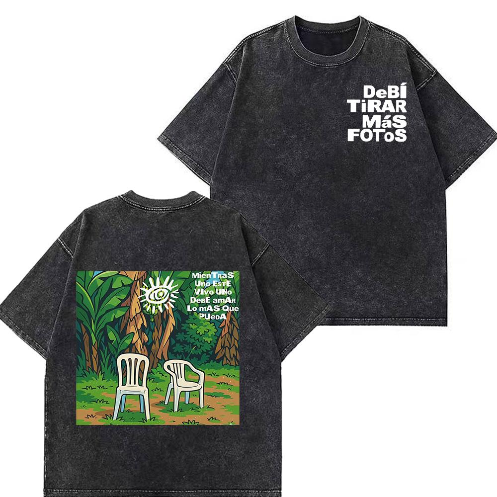 Rapper Bad Bunny Tour  Debi Tirar Mas Fotos DTMF Merch Tshirt Unisex Fashion  Summer ONeck Tee Hip Hop Vintage Washed Tshirts