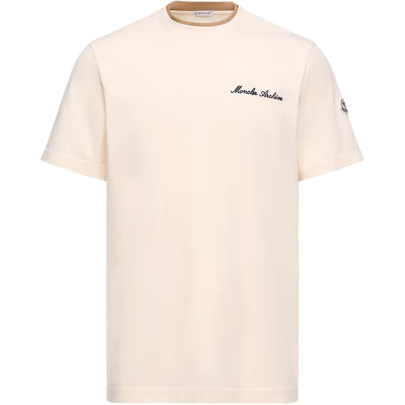 Moncler Geborduurd Logo Katoenen T-shirt Heren Tops L10918C0001589AYY060 S white