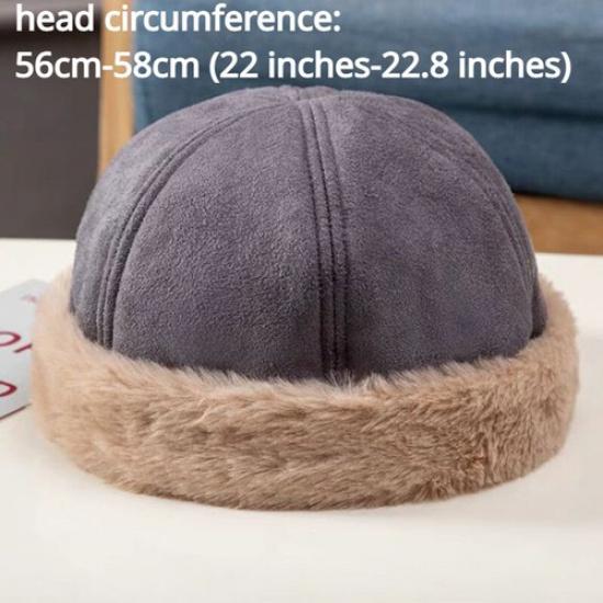 Women Casual Faux Fur Trim Skull Cap Beanie Outdoor Hip Hop Warm Retro Winter
