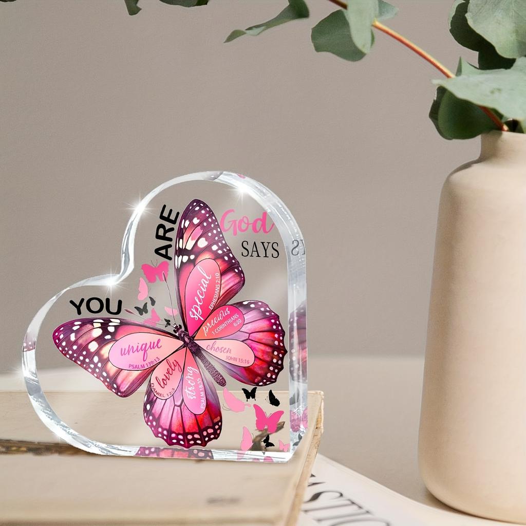 Christian Acrylic Wall Decor - 4-Inch (4.02inch) Religious Spiritual Gift with 'God Says You Are Uniq' & 'You Are Special' Messages