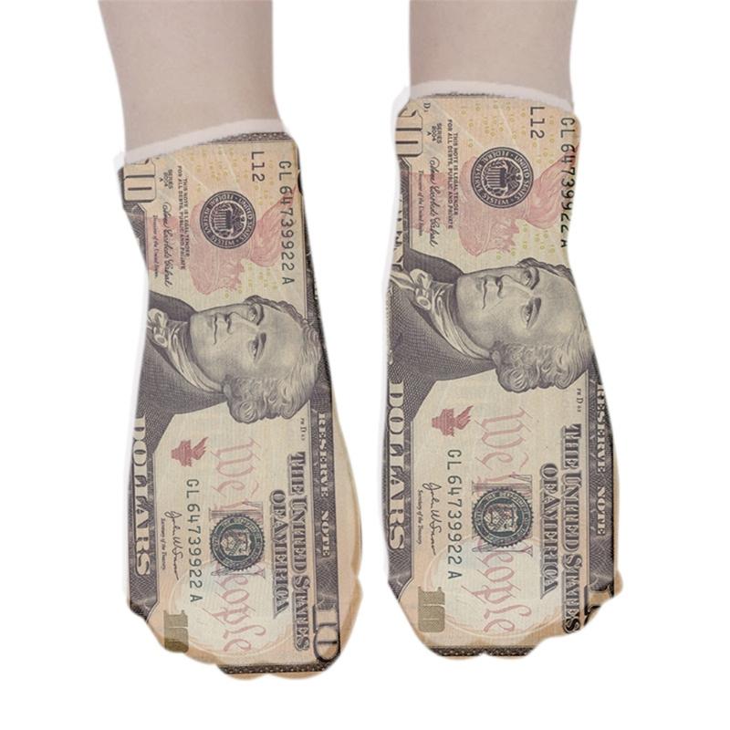 Herren Damen Lustig Unisex Neuheit 3D Gedruckte Knöchelsocken Dollar Schein Geld Muster Kurzschaftsocken Weihnachtsfeier Geschenk