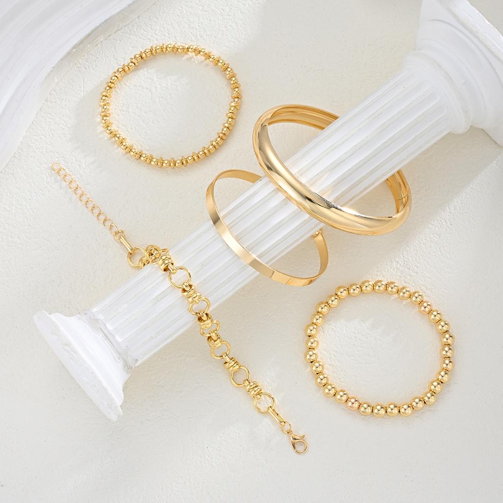 IF ME 5pcs Fashion Simple Bracelet Set for Women Boho Exaggerated Stackable Design CCB Bangles Dating Vacation Daily Wear Jewelry Gift