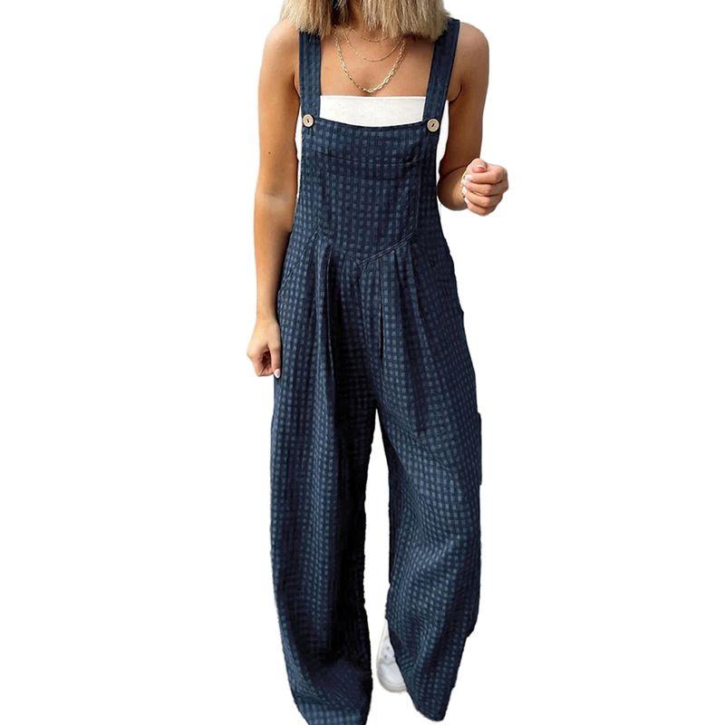 American Shiying Trendy Printed Checks Jumpsuit Women 2025 Summer New Arrival Wide-Leg Suspender Jumpsuit Women