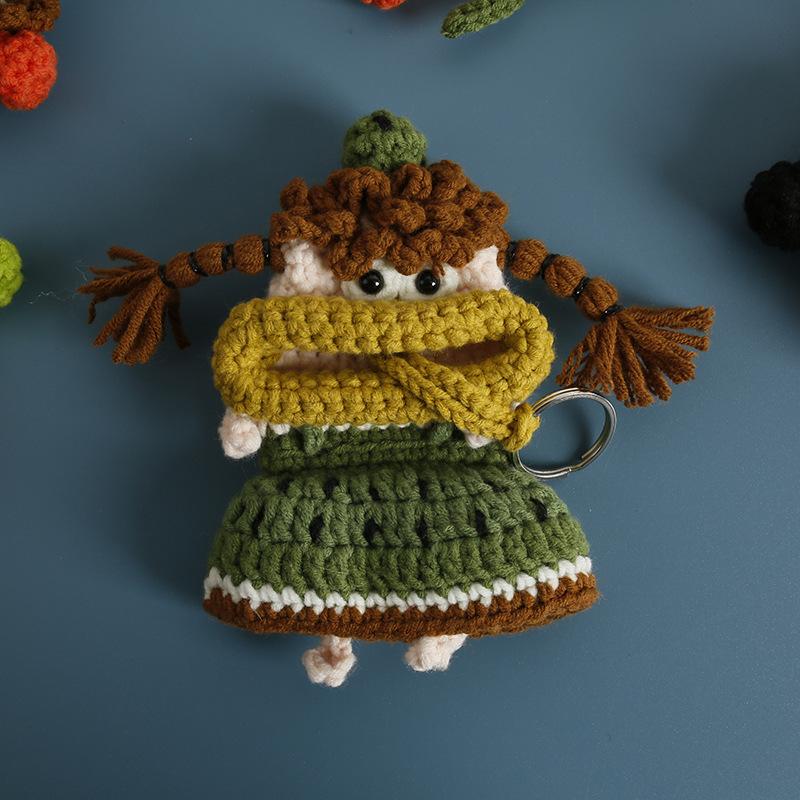 Lustige Wurstmundpuppen-Serie Häkeltasche Schlüsselanhänger für Autoschlüssel Halter Handgefertigte Stricktasche Kreative Geschenke Großhandel