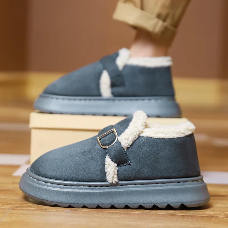 Winter Outdoor Anti Slip Snow Boots Winter 2025 New Couple Thick Bottom Warm Bag Cotton Slippers Women's Shoes Fashion Men Shoes