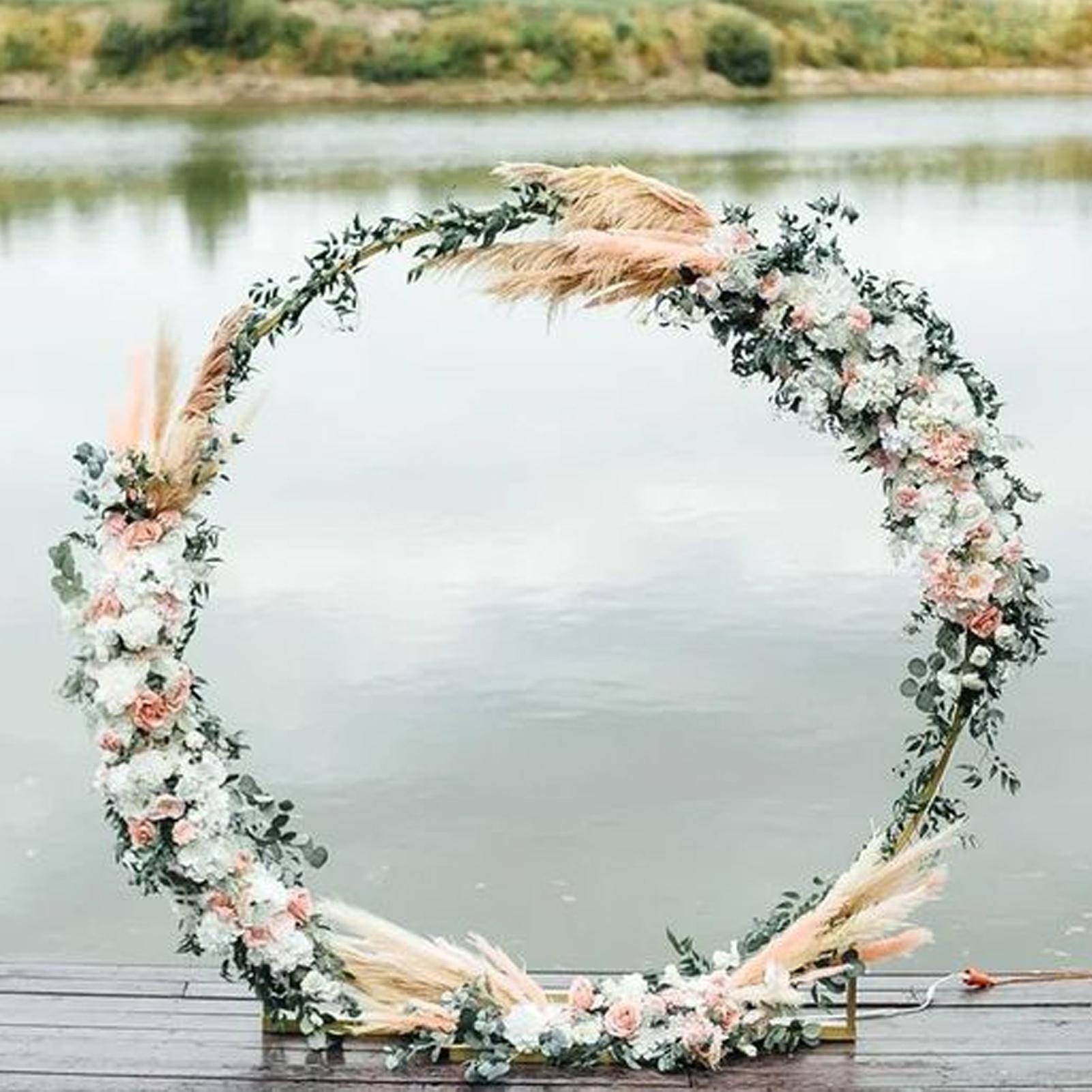 

Round Backdrop Stand Backdrop Holder Hoop Circle Wedding Arch For Wedding Party Ceremony Garden Event Decoration Diameter 175cm