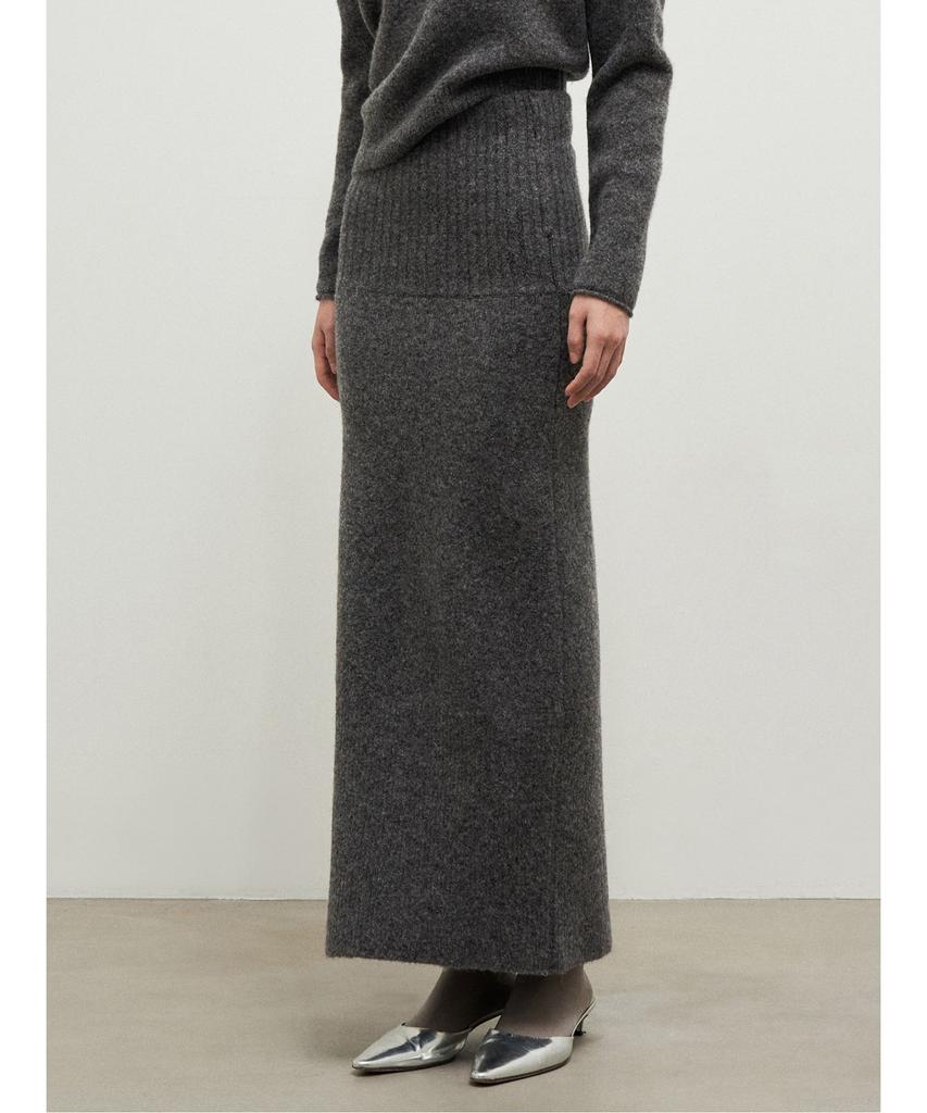 Anggae Llama Blend Long Skirt Gray