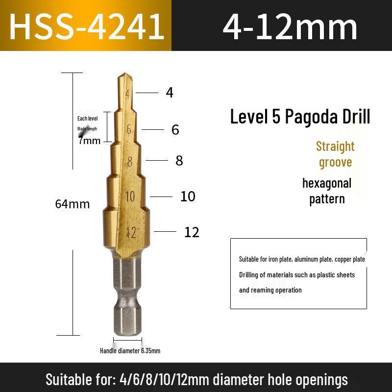 Multifunctional Tapered Steel Pagoda Drill Bit Set for Hard Metal and Stainless Steel