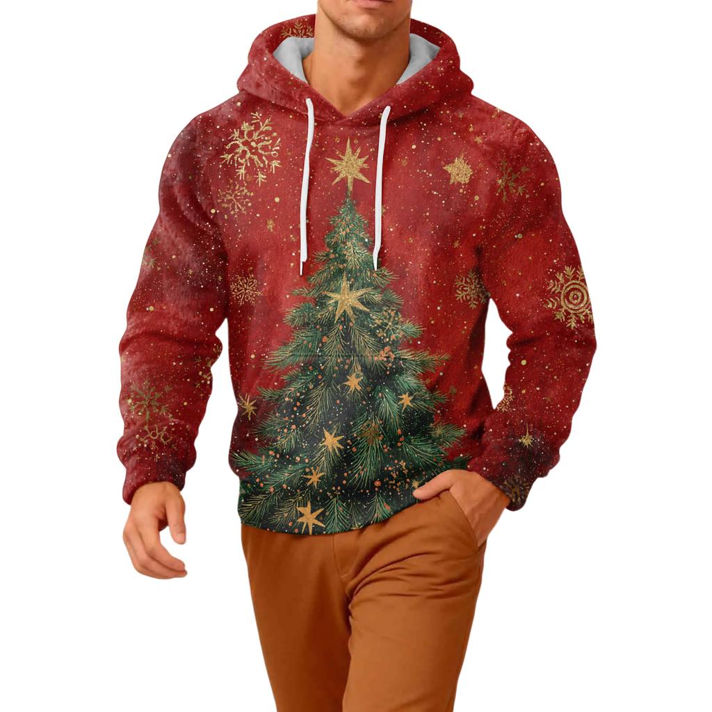 Men's Long-Sleeve Casual Flannel Hooded Sweatshirt