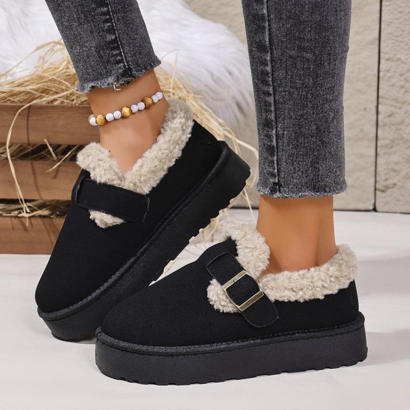 Fashion Buckle Platform Women Snow Boots Winter Comfortable Soft Short Plush Warm Shoes Women 2025 New Solid Color Ankle Boots Woman