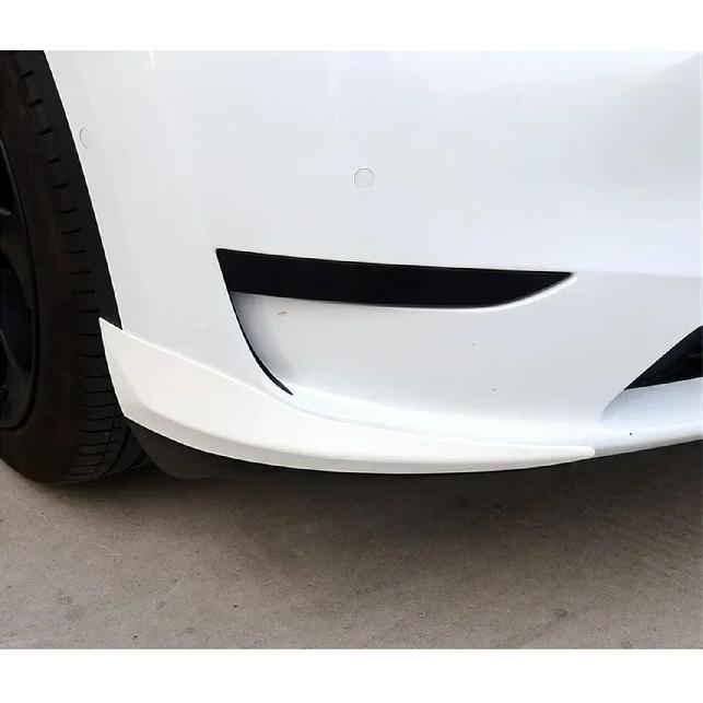 2 Pièces Protection Pare-chocs Avant pour Tesla Model Y 2021 2022 2023 Bandes Anti-Collision Protection d'Angle Lèvre de Pare-chocs Protecteur(Noir 2PCS)