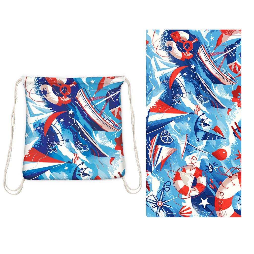 2026 Foldable Beach Towel Printed Bath Towel Integrated Beach Towel Integrated Bag Portable
