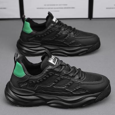 Zapatos de hombre 2024 nuevo verano malla transpirable negro papá deportes y ocio para correr suela gruesa seguro laboral trabajo marea zapatos