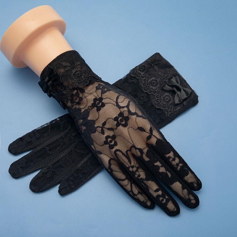 Lace Sunscreen Gloves Anti-Slip Touch Screen Gloves Elegant Ice Silk Glove  Outdoor