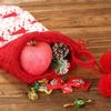 Red & White Reindeer Christmas Woolen Socks & Gift Bags for Kids