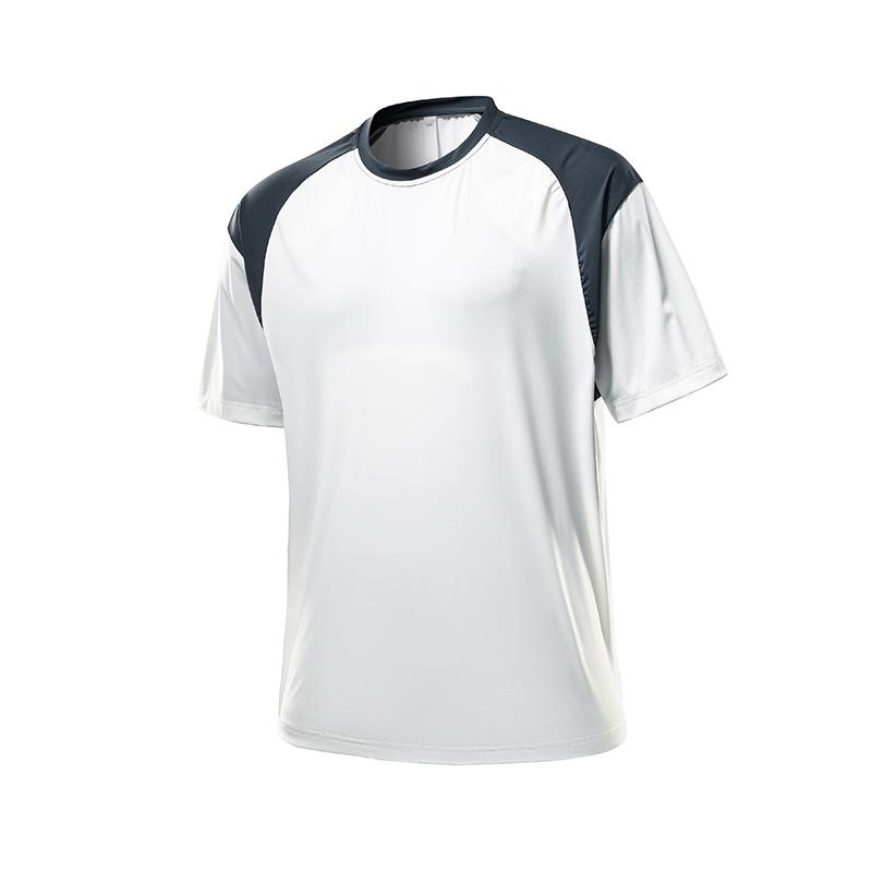 

Мужская быстросохнущая футболка с круглым вырезом для марафона - Дышащая футболка с коротким рукавом и принтом логотипа Large