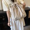 Schoolbag Korean ins Simple Couple Bag Large Capacity Bucket School Bag Nylon Backpack Drawstring Strap One Shoulder Crossbody Bag