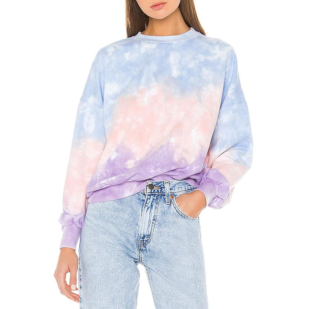 Mode Frauen Sweatshirt Langarm Sweatshirt Tie-Dye Gedruckt Pullover Tops