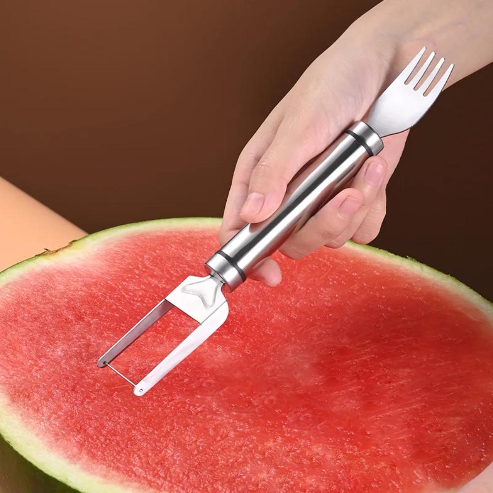 Stainless Steel Watermelon Cutting Tool Functional Watermelon Fork Slicer Slicing Tool for Melons Fruit Fork Kitchen Gadgets