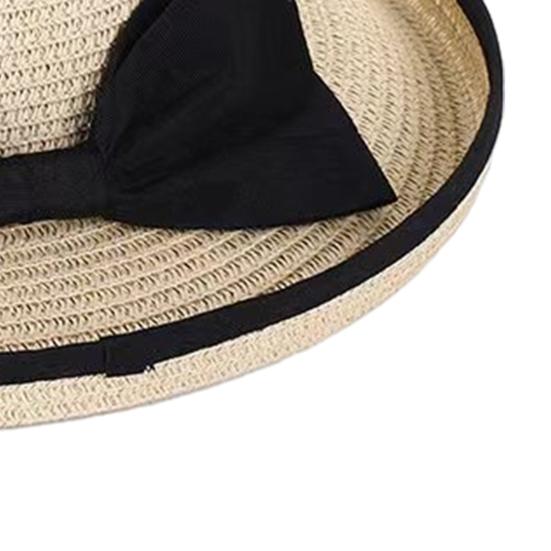 Bucket Hat Wide Wavy Lace Brim Sun Protection Hat with Ribbon Bow Decoration Summer Travel Beach Vacation Hat