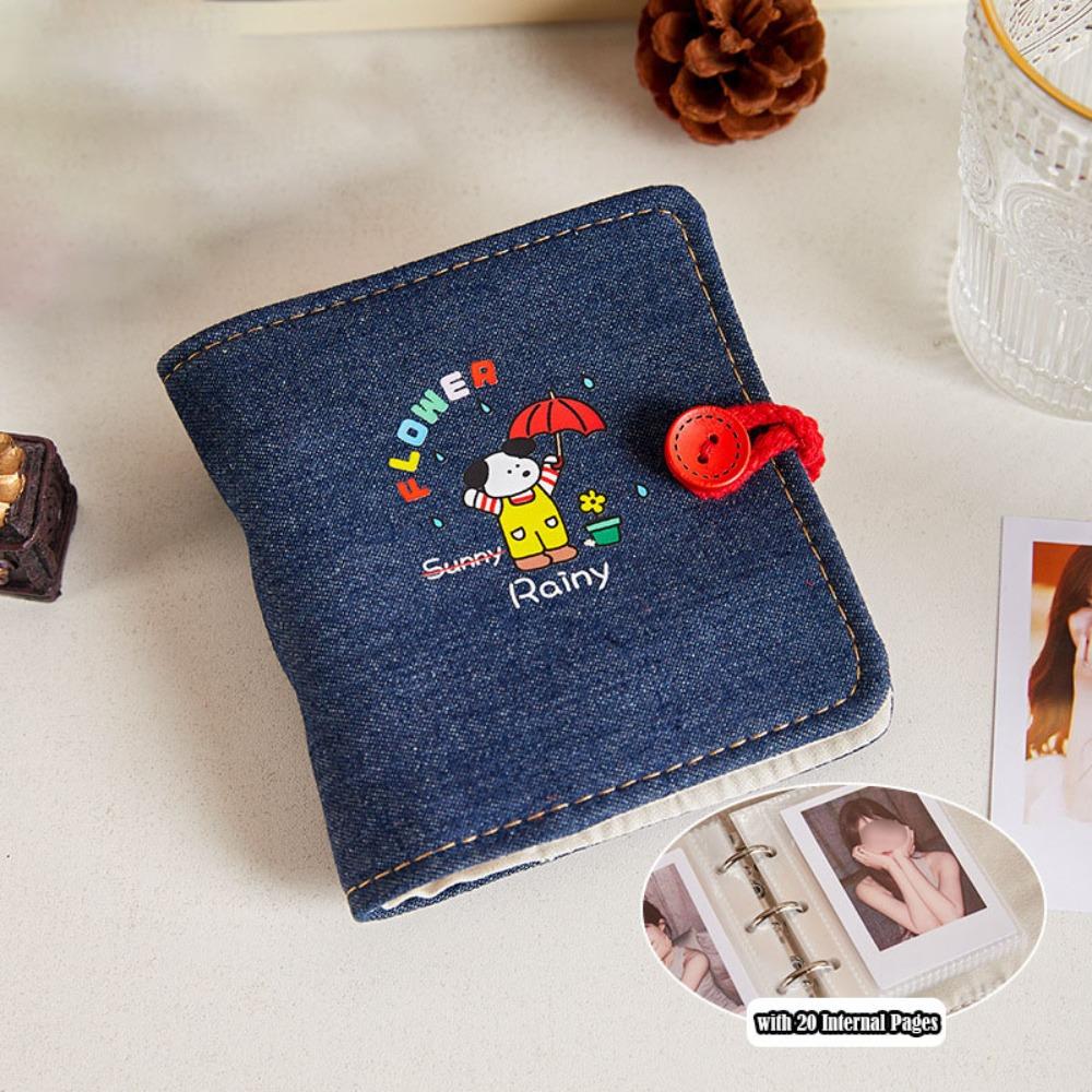 

with 20 Internal Sheets Card Album Denim Photocard Holder Portable Postcard Book B