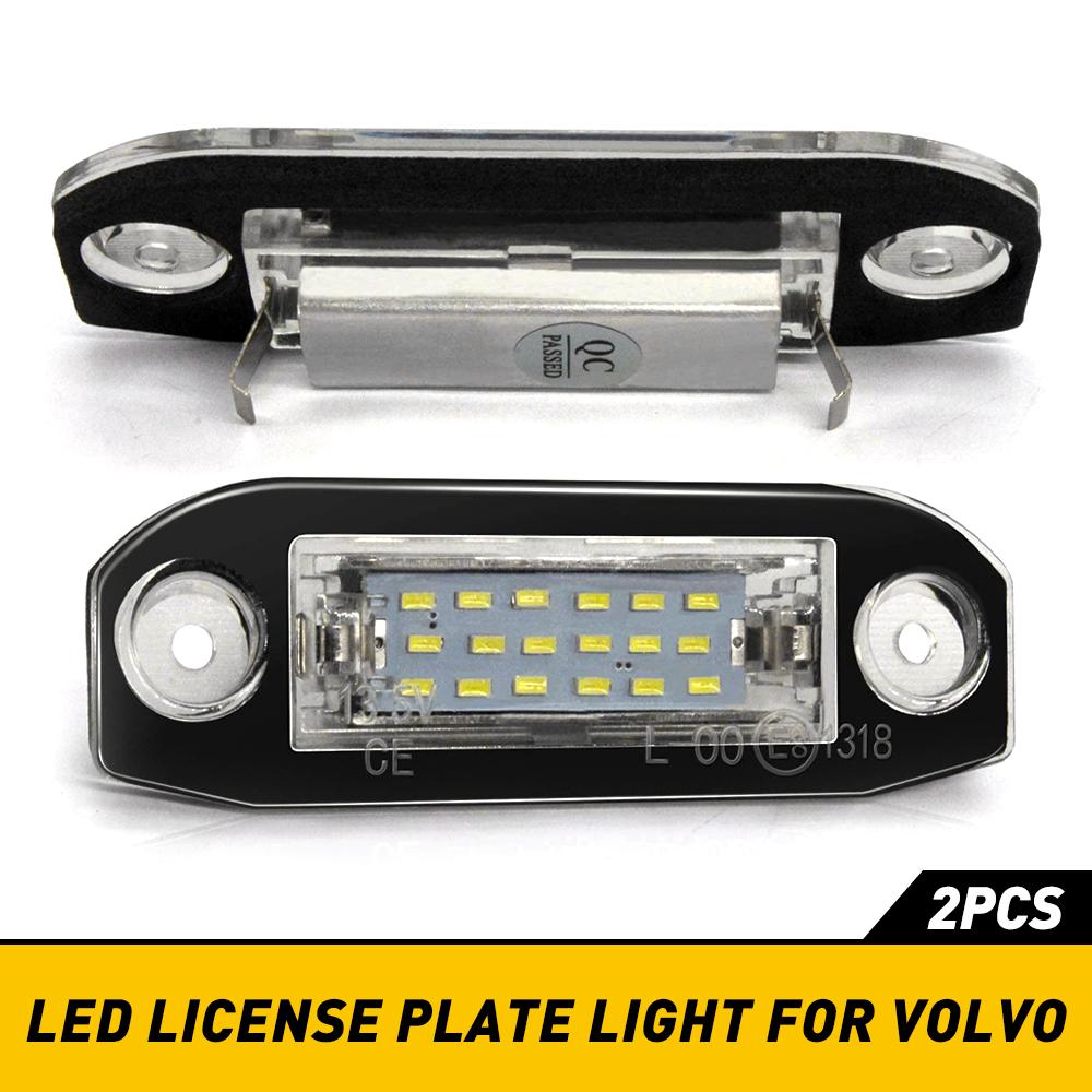 2Pcs Error Free Car LED Number License Plate Lights For Volvo XC70 XC60 XC90 S60 II V70 S80 C30 C70 V60 V50 S40 LED 6000K White License Plate Covers