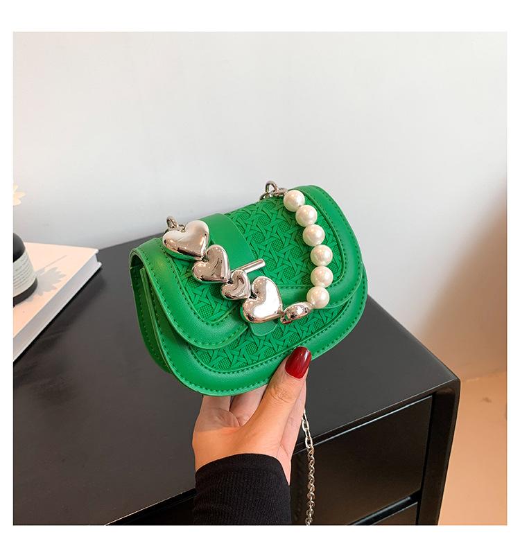 

Нова корейська версія 2024 року, модна міні-дитяча сумка-сідло на ланцюжку для дівчинки, аксесуари по діагоналі, помада, маленька сумка зелений