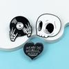 Creative Skull & Heart Metal Badge Brooch with English Lettering - Unique Backpack Accessory