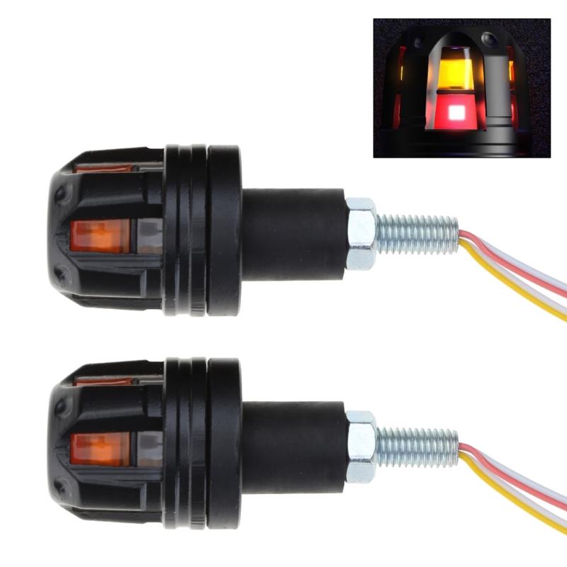 Motorcycle Scootor LED Handlebar End Turn Signal Corner Light DC12V Flasher Handle Grip Blinker Side Marker Hand Lamp 2x