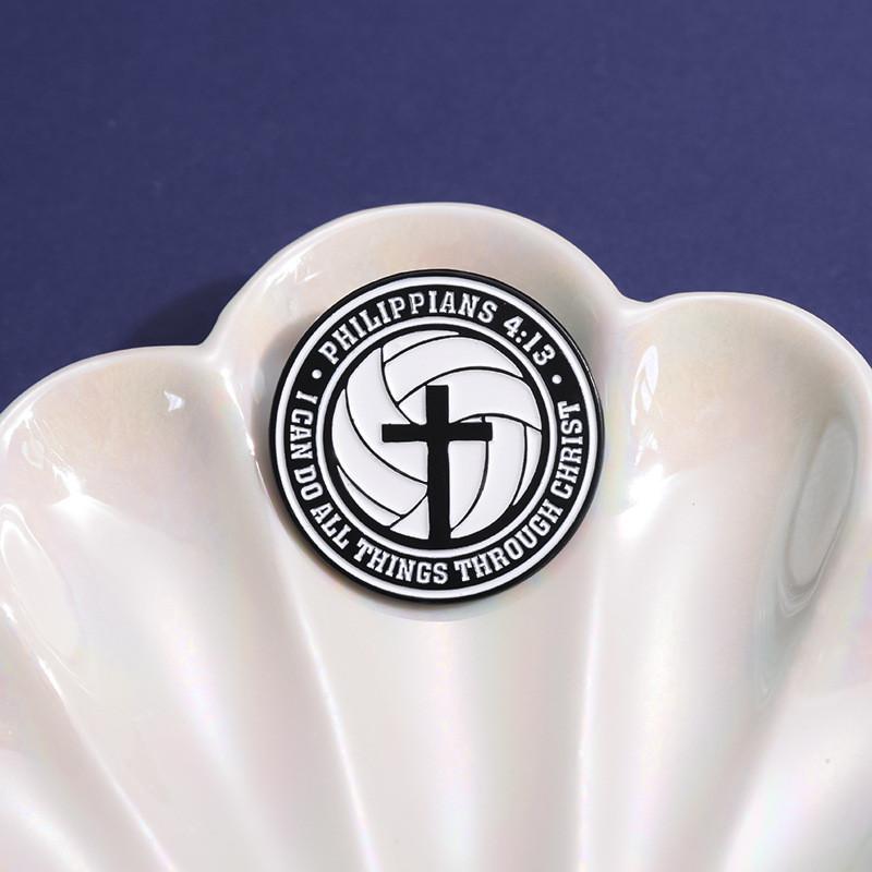 And Trendsetting Cross Letter Design Geometric Metal Badge With Colorful Coating For Enthusiasts Fashion