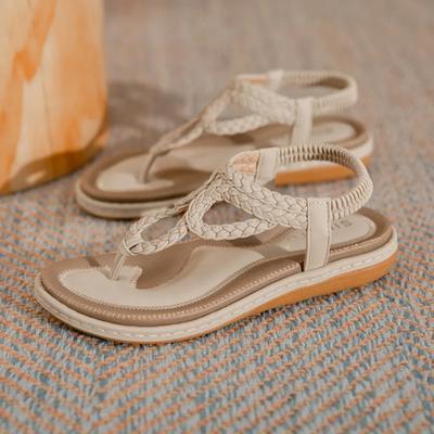 2025 Mode Sommer Schuhe Damen Flache Sandalen Zehentrenner Rutschfest Sommer Damen Böhmische Schuhe Übergröße 42 D082