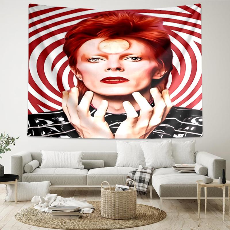 David Bowie Print Tapestry, Backdrop, Easy Setup, Ideal for Bedroom, Office & Living Room, with Aesthetic Wall Hanging Decor.